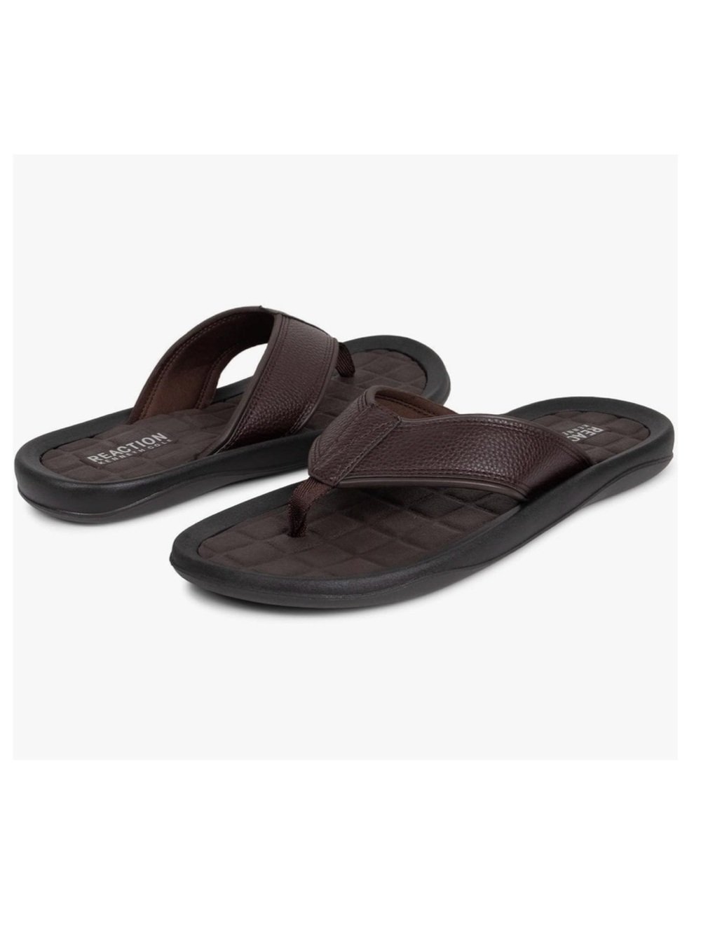 Kenneth Cole Men Quattro Sandal C Upper Easy Flip Flops Sandals Dark Brown NEW